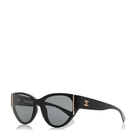 CHANEL Acetate Cat Eye Sunglasses 6054 Black 